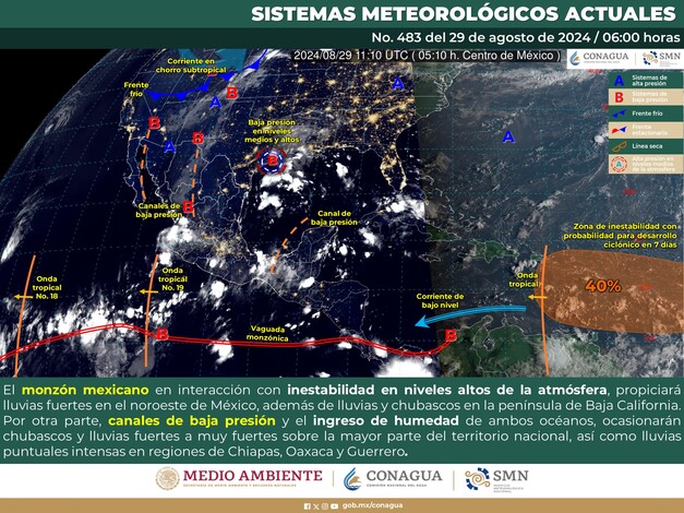  #Nacional | Conoce el pronóstico del clima para este 29 de agosto