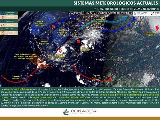 #Nacional | Conoce el pronóstico del clima para este 6 de octubre