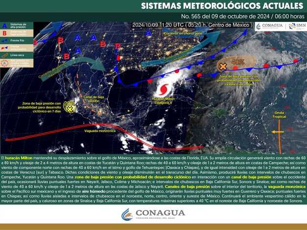  #Nacional | Conoce el pronóstico del clima para este 9 de octubre