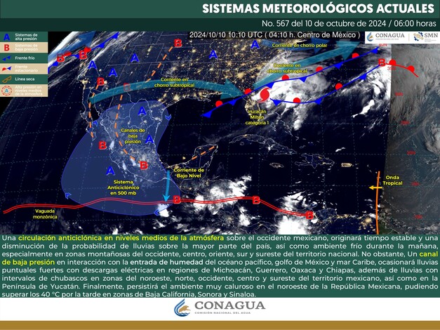 #Nacional | Conoce el pronóstico del clima para este 10 de octubre