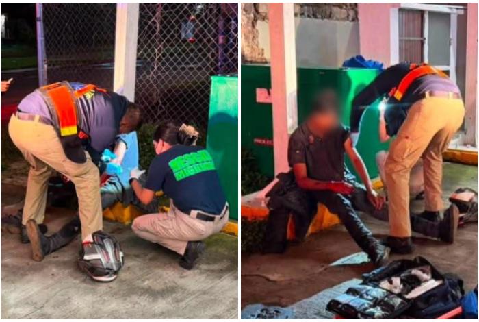Pareja en motocicleta derrapa sobre Bulevar de Uruapan y terminan lesionados de gravedad