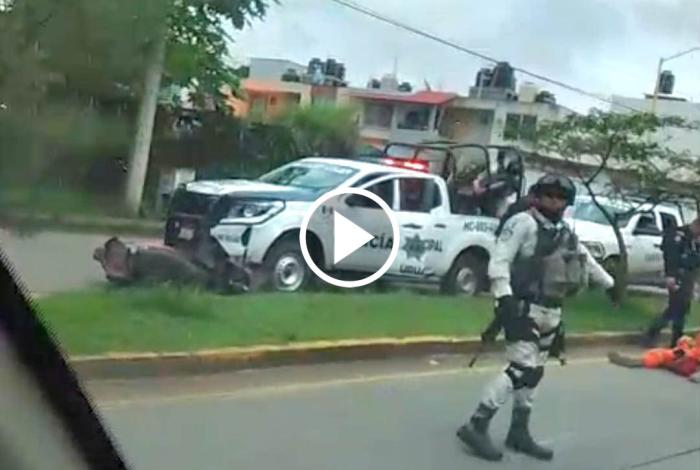 Policía municipal atropella a motociclista en Uruapan