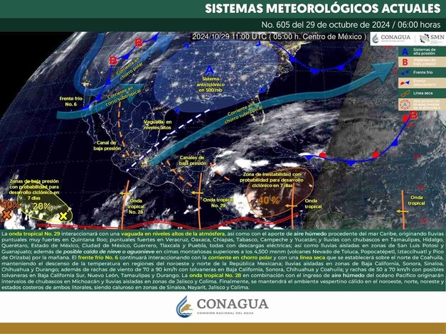 Por onda tropical No. 28 se pronostican lluvias en Michoacán