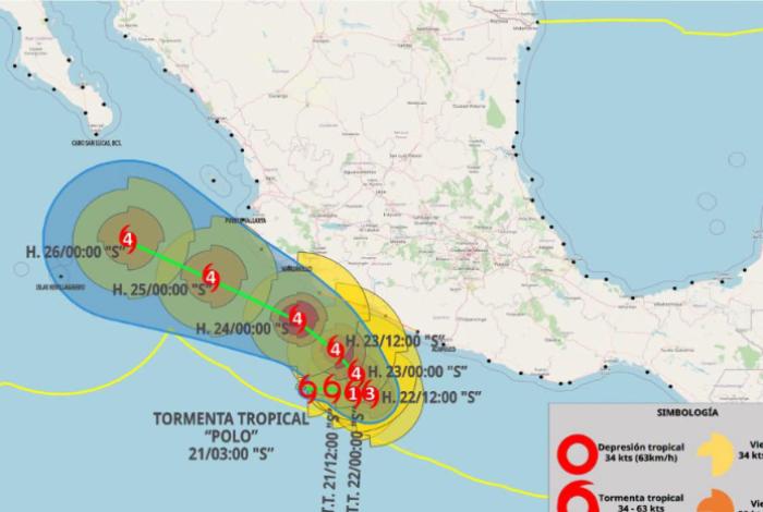 Prevén que tormenta Polo evolucione a huracán; Michoacán activa protocolos en la costa