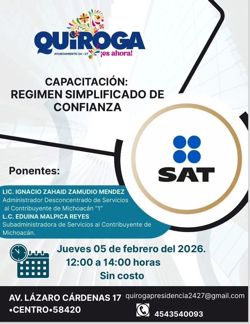 Quiroga impulsa capacitación fiscal gratuita para contribuyentes y comerciantes