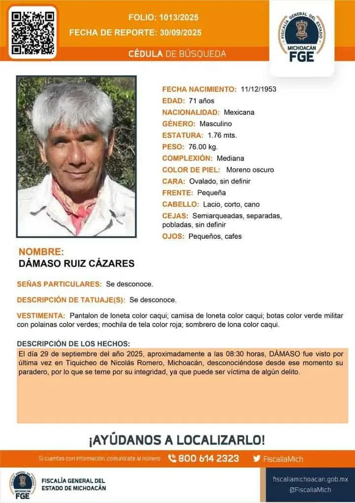 Reactivan la búsqueda de Dámaso Ruíz