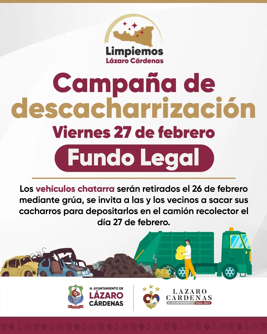 Realizarán Campaña de Descacharrización en Fundo Legal
