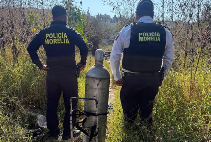 Recupera Policía Morelia cilindro con gas cloro robado de instalaciones del OOAPAS