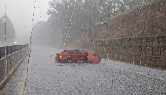 Reportan granizada en Autopista de Occidente