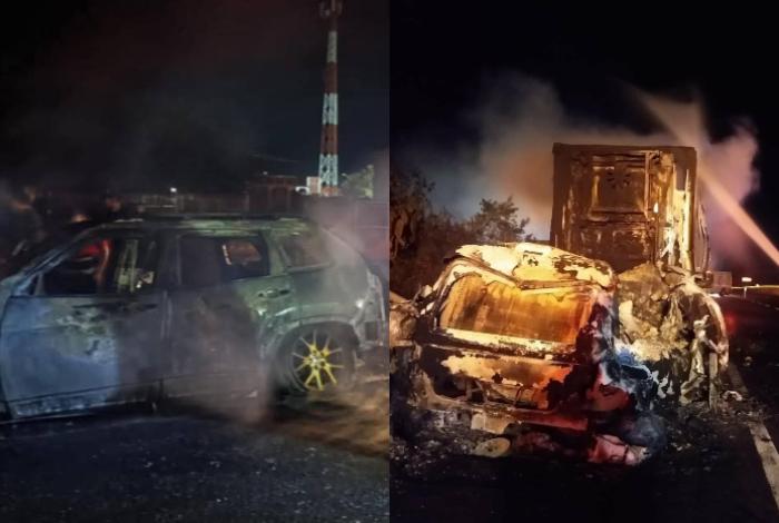 Se calcinan dos vehículos por fallas mecánicas en distintas carreteras de Michoacán