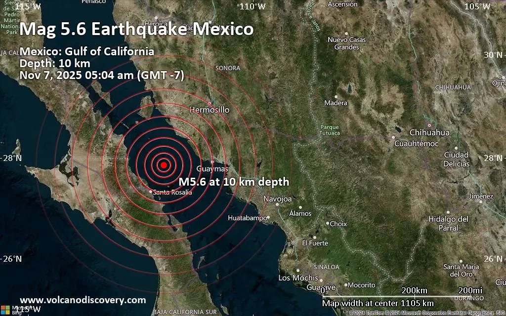 Se percibe sismo de magnitud de 5.7 en Sonora y Baja California Sur