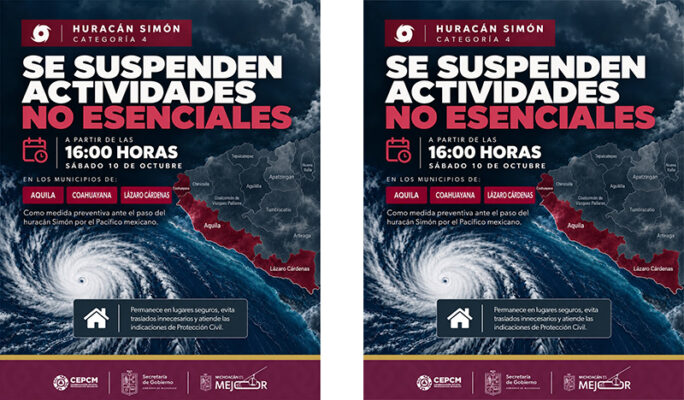 Se suspenden actividades no esenciales en LC, Aquila y Coahuayana por huracán “Simon”