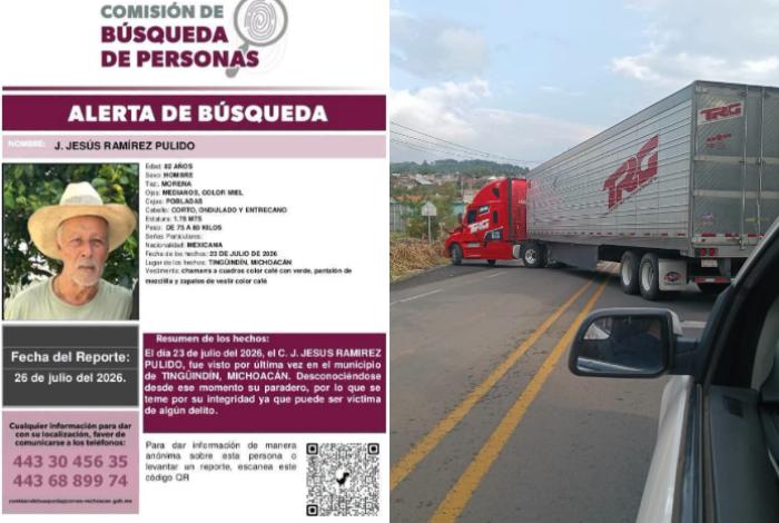 Seguirá bloqueo en la carretera Los Reyes-Zamora: Exigen localización de don Jesús Ramírez