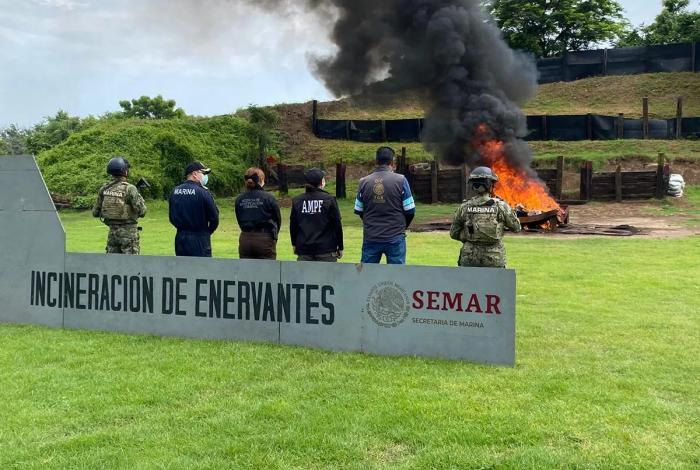 Semar incinera más de 491 kilos de droga decomisada en Michoacán