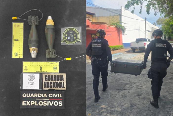 SSP desactiva dos granadas de fabricación militar en Zacapu; contaban con cable acerado posiblemente para lanzarlas desde drones