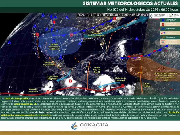 Un canal de baja presión provocará lluvias en Michoacán