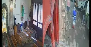 Una Joven pareja roba una alcancía en el templo de San Juan de Dios en Pátzcuaro