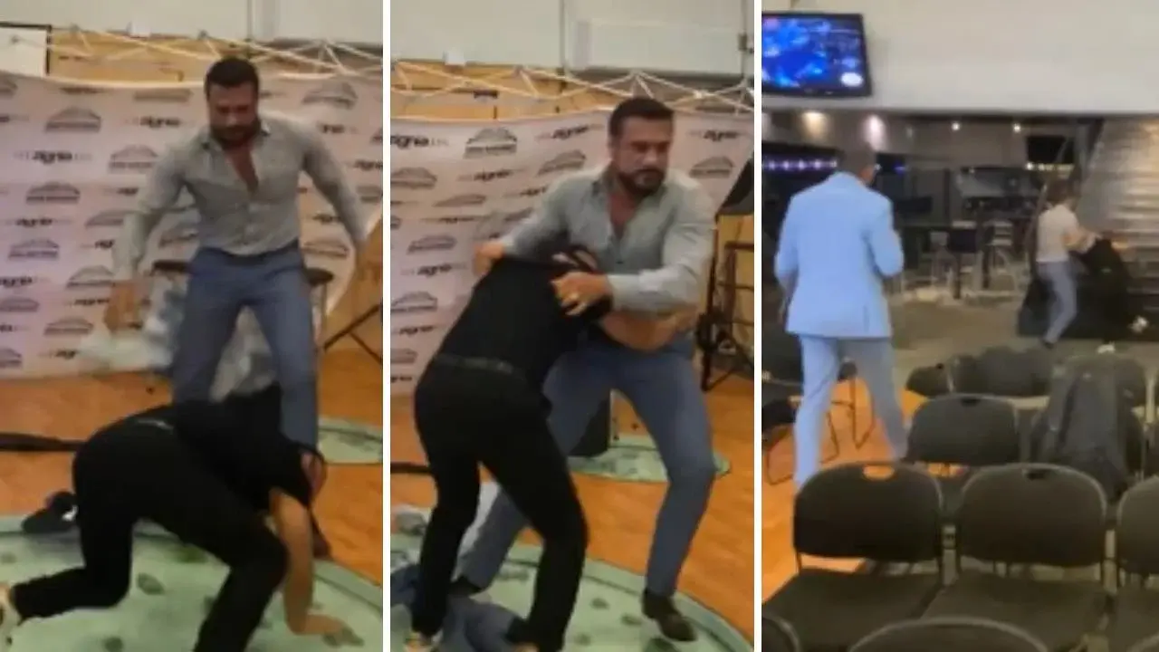 #Video: Alberto del Río da golpiza al hijo del Vikingo y a Latin Lover en plena conferencia