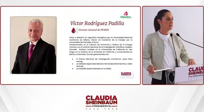  #Video | Claudia Sheinbaum presenta a Víctor Rodríguez Padilla como director de Pemex