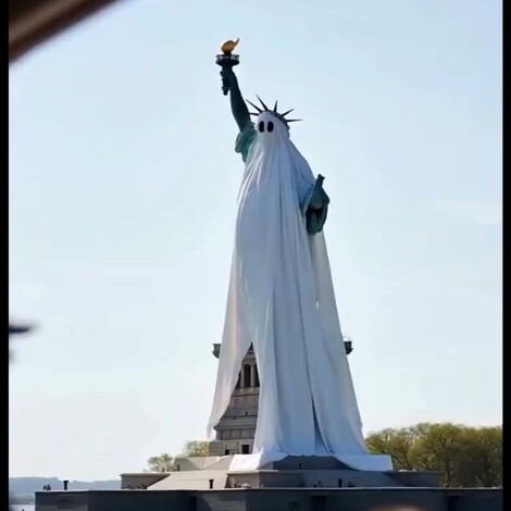 #Video | Con tecnología digital, la Estatua de la Libertad se disfraza de fantasma para Halloween