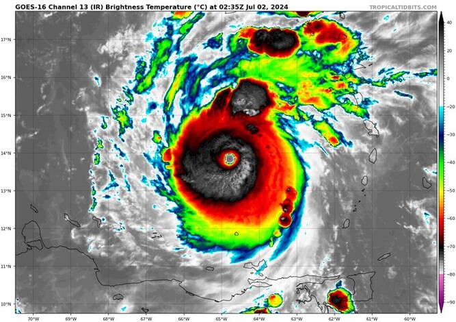 #Video | El huracán “Beryl” alcanza la máxima categoría en la escala de Saffir Simpson; “potencialmente catastrófico”