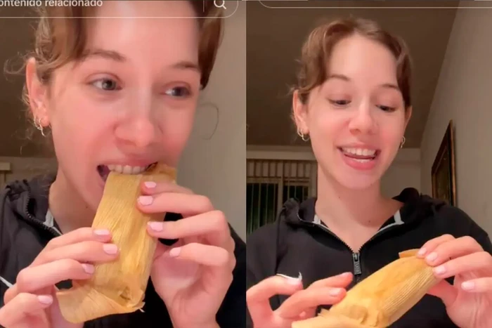 #Video: Joven se vuelve viral tras probar por primera vez el tamal con todo y hoja