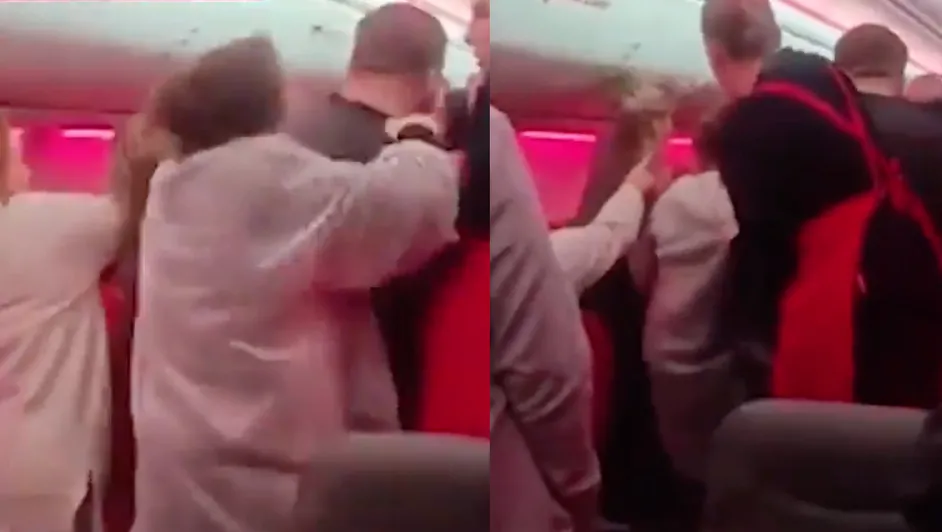 #Video: Se desata tumulto en pleno vuelo